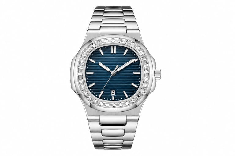 Luxury Jewelry Sports Watch – Blue Dial with Integrated Bracelet