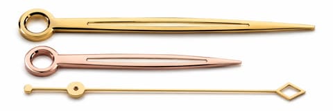 IP gold and rose gold plated watch hands