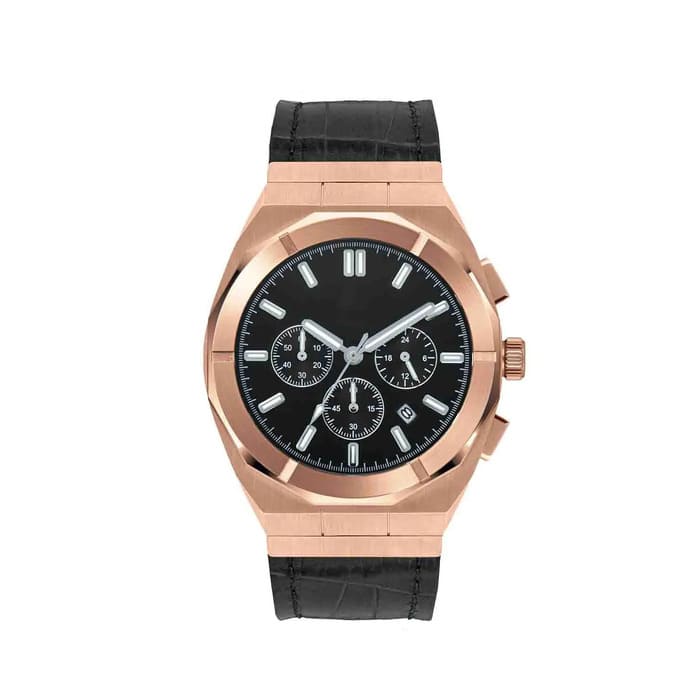 Luxury Octagonal Leather Strap Chronograph Watch