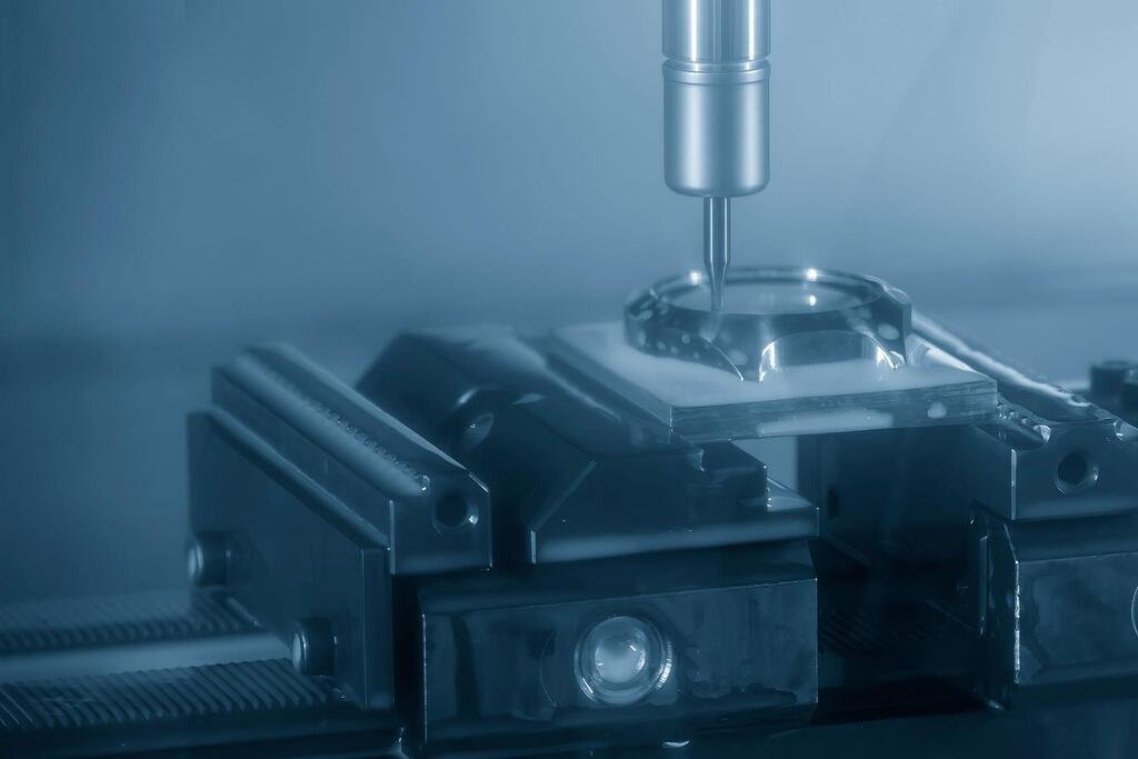 A factory worker operating a CNC machine for watch case molds