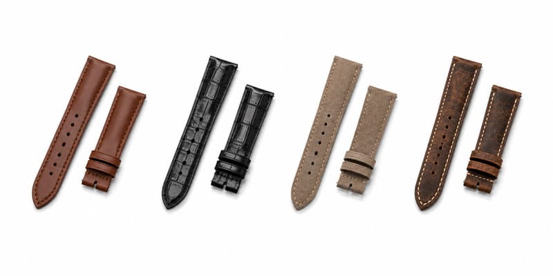 Premium leather watch straps in various colors