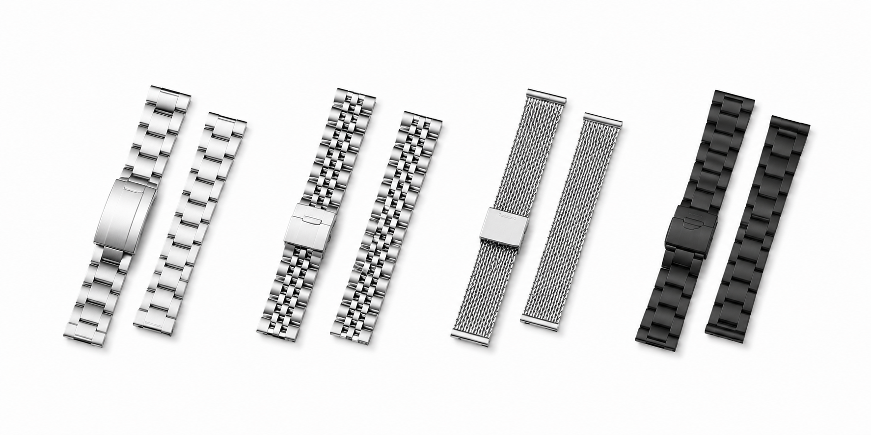 Stainless steel mesh and bracelet watch straps