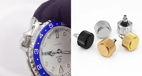 Watch crown and pusher detail