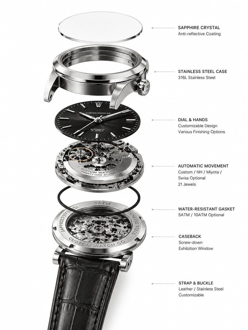Custom watch front view