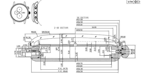 Watch case dimensions reference